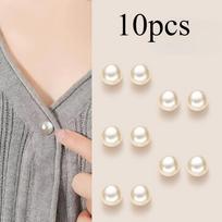 10pcs Pearl Button Pins, DIY Decorative Safety Button Covers for Shoes, Hats, Bags, Shawls, Collar Fixed Pin Brooch
