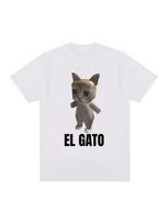 El Gato Sad Crying Cat Munchkin Kitty Meme T-Shirt Womens Fashion Short Sleeved T-Shirt T-Shirt Street Wear Casual Tops S įvairiaspalvis