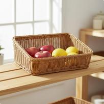 Slanted Opening Display Basket Easy to Clean Angled Woven Versatile Wicker Storage Bin for