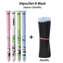 24PCS/Set Cartoon Black/Blue Ink Erasable Pen Astronaut Panda Rabbit Writing Tool Neutral Pen 0.5mm Gel Pen Gift