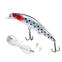 Simulated Fishing Lures Bait Electric Life-like Vibrate Fishing Lures USB Rechargeable Flashing LED Light Throw Luminous Bait balta