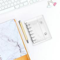 1Set A7 Planner Binder Mini Clear PVC Cover Refillable Loose Leaf Binder Snap Button Closure Pocket Notebook Organizer Portable China Mainland