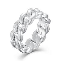 Unisex Hip Hop Cuban Link Chain Ring - Trendy Minimalist Style European Size 56