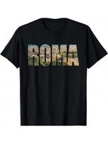 Roma Rome Italy Italia Urban Skyline Photography Font T-Shirt S įvairiaspalvis