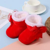 Newborn & Kids' Winter Red High-Top Cotton Boots with Fluffy Soft Soles Size 14