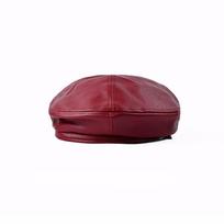 Winter British Style Autumn PU Leather Berets Korean Style Hat Painter Hat Women Octagonal Cap vyno raudonos spalvos