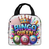 Bingo Queen Best Player Of Vacation Bingo Insulated Lunch Bag for Women Kids Portable Food Boxes Thermal Lunch Box Tote One Size