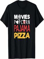 Movies Popcorn Pajama Pizza Design T-Shirt S įvairiaspalvis