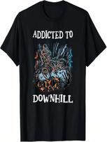 Mountain Bike Addicted To Downhill Cool Mountain Biking T-Shirt S įvairiaspalvis