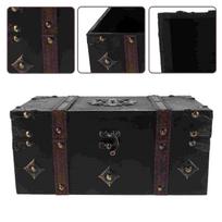 Wooden Storage Box With Lock Jewelry ganizer Retro Trinket Case Vintage Keepsake Box Wooden Treasure Chest Portable Desktop