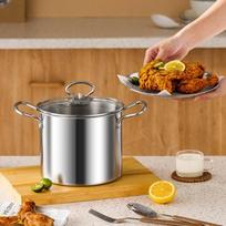 3.5L Deep Fryer Pot Stainless Steel Frying Pot With Mesh Steamer Basket With Glass Lid Kitchen Household Soup Pot Tool onesize