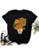 Van Gogh Flowers Printed T Shirt Sunflower Vangogh Vintage Art Shirt Harajuku Style Aesthetic Summer Top Tees Shirt Femme S įvairiaspalvis