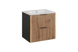 Apatinė vonios spintelė COMAD XILO BLACK 60 W su praustuvu, sifonu
