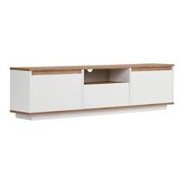Baltos spalvos/natūralios spalvos TV spintelė iš pušies 160x42x30 cm Sentinel – Kalune Design