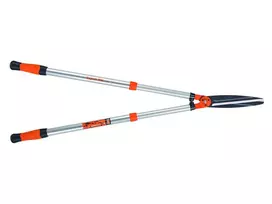 Bahco Teleskopinės Super lengvos gyvatvorių žirklės. Lygiais ašmenimis. Tinka visų rūšių gyvatvorėms karpyti. Bendras ilgis 800-1050 mm.