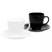 Luminarc Puodeliai su lėkštutėmis 220ml CARINE NOIR & BLANC