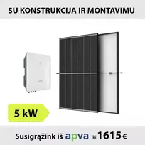 5kW Saulės elektrinės komplektas su montavimu: Sungrow inverteris + TrinaSolar saulės moduliai