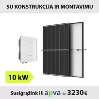 10kW Saulės elektrinės komplektas su montavimu: Sungrow inverteris + TrinaSolar saulės moduliai