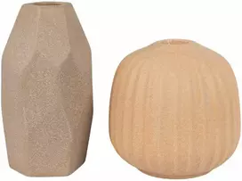 Keraminė vazos ir žvakidės komplektas, ruda, 2 vnt.