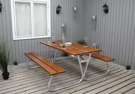 Lauko baldų komplektas CAMP pikniko rinkinys 175 cm su apvaliu vamzdiniu rėmeliu