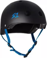 S1 LIFER HELMET - Juodas MATTE WITH CYAN STRAPS L