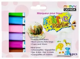 Marvy Uchida Flomasteriai šviesių audinių dekoravimui Fabric Marker 560-6B Floral, 6vnt.