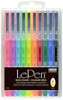Marvy Uchida Stilingi rašikliai plonu antgaliu Le Pen 4300-10FX Neon Mix, 10vnt.