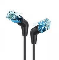 Techly Patchcord Cat6a UTP 3m 100% CU sukamasis kątowy slim juoda