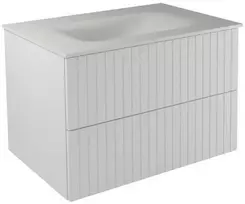 Spintelė Besco Akya Linea 66 cm su praustuvu ir klik-klak, Baltas matt/Baltas matt+Baltas