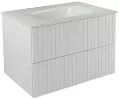 Spintelė Besco Akya Linea 76 cm su praustuvu ir klik-klak, Baltas matt/Baltas glossy+Juodas matt