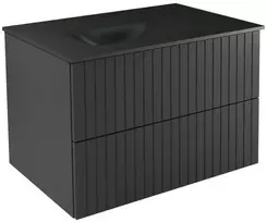 Spintelė Besco Akya Linea 66 cm su praustuvu ir klik-klak, Gun Metal matt/Gun Metal+Juodas matt
