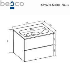 Spintelė Besco Akya Classic 66 cm su praustuvu ir klik-klak, Gun Metal glossy/Baltas glossy+Baltas