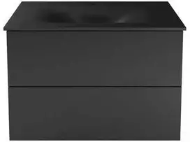 Spintelė Besco Akya Classic 66 cm su praustuvu ir klik-klak, Gun Metal glossy/Gun metal+Baltas