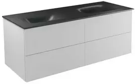 Dviguba spintelė Besco Akya Classic 131 cm su praustuvu ir klik-klak, Baltas glossy/Gun metal+Baltas
