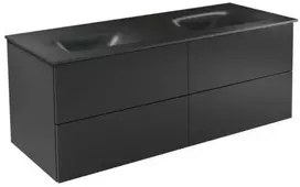 Dviguba spintelė Besco Akya Classic 131 cm su praustuvu ir klik-klak, Gun Metal glossy/Gun metal+Baltas
