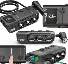 Šakotuvas GC01 3 USB + 1 Type-C + 1 PD automobilinis 12-24V prievadas įkroviklis, 3 lizdai, skaitmeninis ekranas įkrovimo adapteris