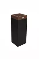 Metalinė šiukšliadėžė, 45 l, juoda, rudu atviru plastikiniu dangteliu