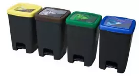 Keturių šiukšliadėžių rūšiavimui komplektas, 4 x 23 l, su pedalu