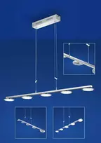 LED pakabinamas šviestuvas, matinio nikelio spalvos su chromo akcentais