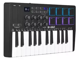 M-VAVE SMK-25 MIDI Keyboard Controller – 25 klavišų muzikos kūrimo kontroleris su 8 RGB pad’ais ir Bluetooth