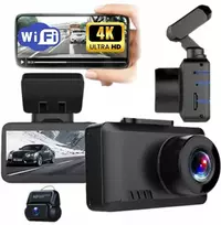 Ultra 4K Vaizdo Registratorius su GPS, Wi-Fi ir Sony IMX335 Sensoriumi, dviem kamerom, magnetiniu laikikliu
