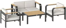 Lauko baldų komplektas Aosom Sodo baldų komplektas 138x70x62 cm, smėlio spalvos, aliuminis