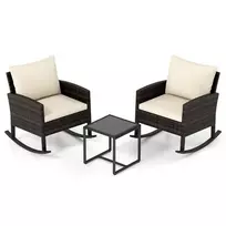 Lauko baldų komplektas Promotions Sodo baldų komplektas 3 dalių rotango balkono komplektas 62x77x72 cm smėlio spalvos rotangas