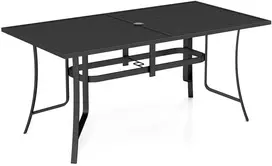 Promotions Lauko valgomojo stalas 160x83.8x73.7 cm Juodas metalas