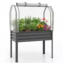 Promotions Pakelta daržinė lysvė su šiltnamio dangčiu 111.8x55.9x152.4 cm pilkas metalas