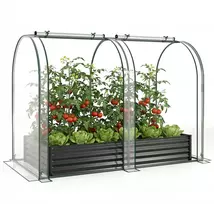 Promotions Pakelta daržinė lysvė su šiltnamio dangčiu 180.3x101.6x144.8 cm juodas metalas