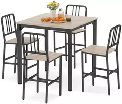 Promotions Valgomojo stalo komplektas 90x90x91,5 cm Pilka metalas ir medis