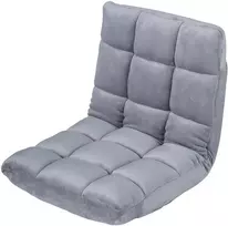 Sofa Promotions Grindų kėdė 14 pozicijų reguliuojama šviesiai pilka su pagalvėle