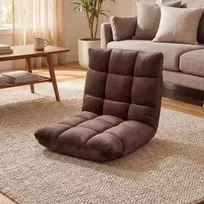 Promotions Grindų kėdė 14 pozicijų reguliuojama sulankstoma atlošiamas 98.5x49.5x14 cm rudos spalvos flanelė
