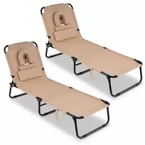Promotions Įdegio kėdžių komplektas 166.4-194.3x63.5x33.5 cm, smėlio spalvos, sulankstomas